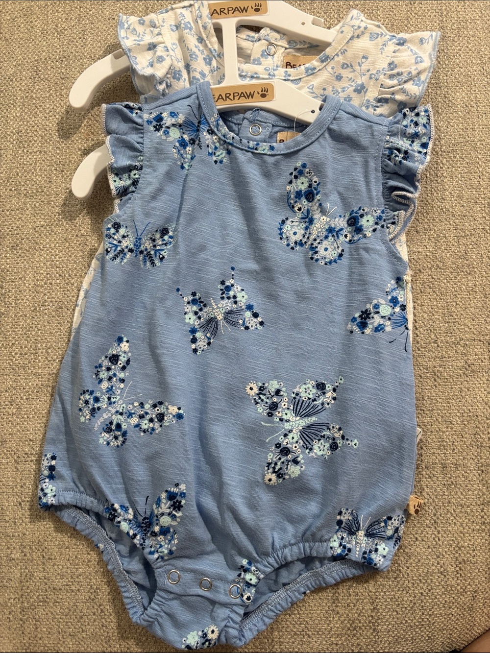 Blue Butterfly Floral Baby Romper